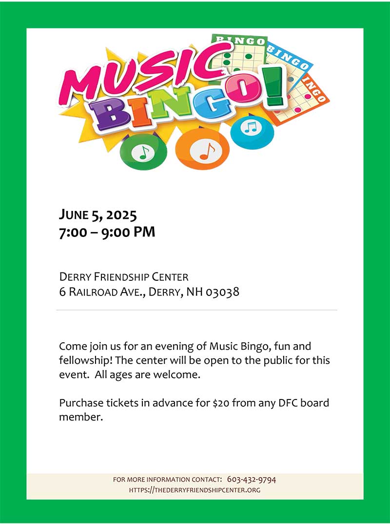 musicbingo Join us at the DFC for a free concert put on by the Interfaith Choir, April 12th @4:00pm